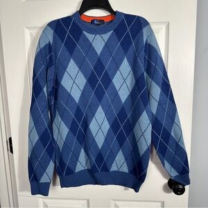 Boden men's medium argyle sweater, blue, wool blend, fall, winter, warm